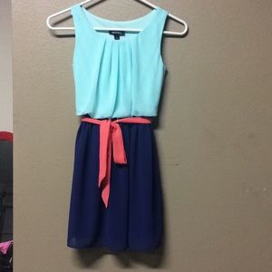 🆕Color block turquoise and navy with coral belt